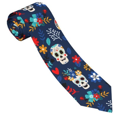 Cranii de zahăr Ziua Morților Cravate unisex Poliester 8 cm Cravată îngustă pentru festival mexican pentru bărbați Accesorii pentru costume