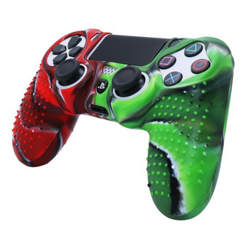 Подходящ за контролер за геймпад PS4 Силиконов калъф Контрастен цвят Камуфлажен защитен капак Двуцветна мека гумена обвивка