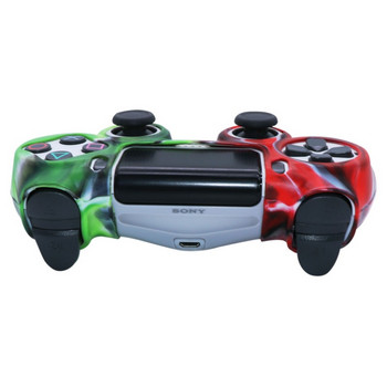 Κατάλληλο για χειριστήριο παιχνιδιών PS4 Θήκη σιλικόνης με αντίθεση χρώματος καμουφλάζ Προστατευτικό κάλυμμα Δίχρωμο μαλακό καουτσούκ