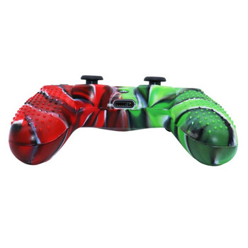 Подходящ за контролер за геймпад PS4 Силиконов калъф Контрастен цвят Камуфлажен защитен капак Двуцветна мека гумена обвивка