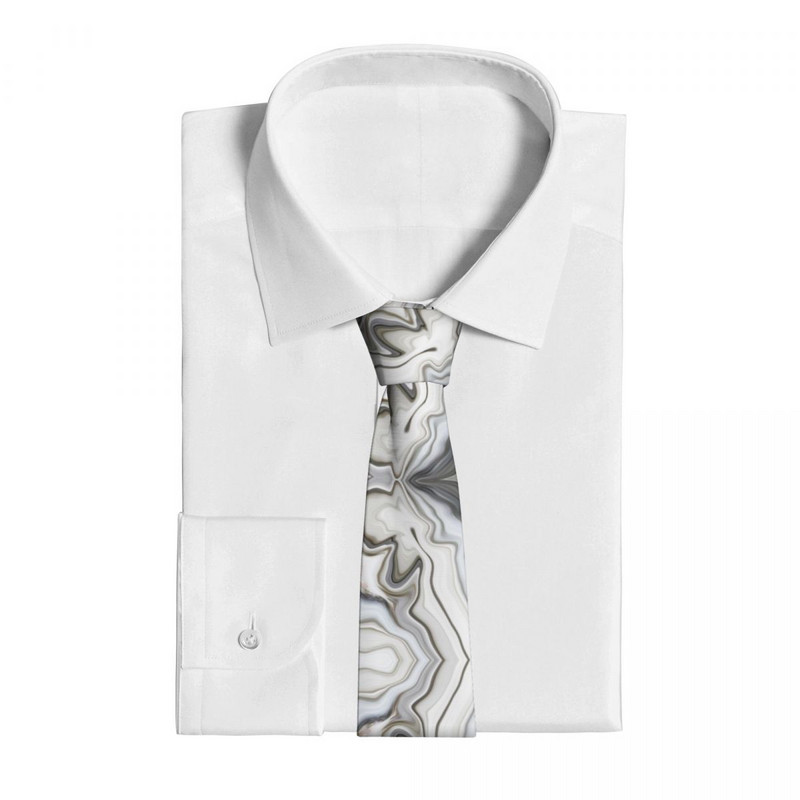 Valge ja hall marmorist meeste naiste kaelaside siidist polüester 8 cm laia graniidist seinakunsti kaelasidemed särgi tarvikud kontorisse