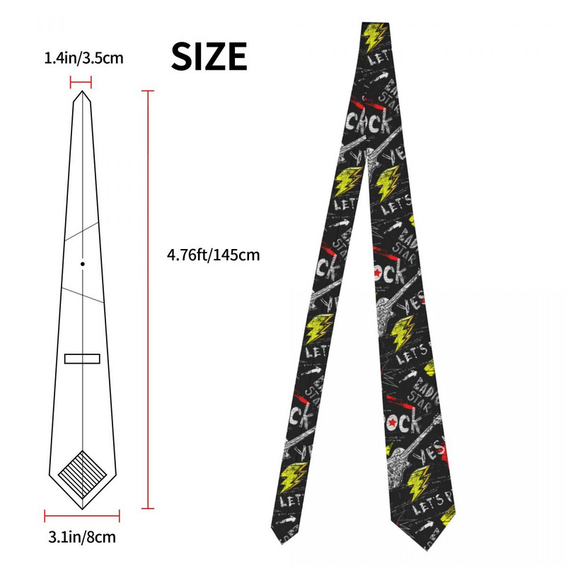 Punk rock stílusú gitár mintás nyakkendők uniszex poliészter 8 cm nyakkendő férfiaknak alkalmi keskeny ing Kiegészítők Esküvő