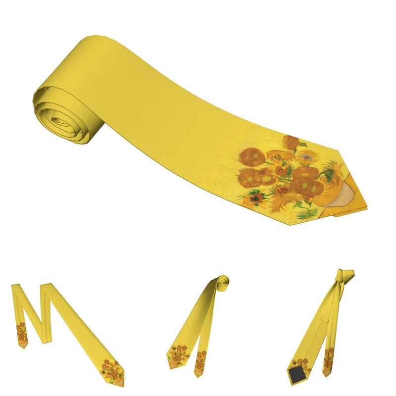Vincent Van Gogh Sunflowers Unisex kaklaraištis laisvalaikio poliesterio 8 cm siauras kaklaraištis vyrams marškinėlių priedai Cosplay rekvizitai