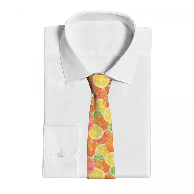 Akvarelė Orange Lemon Grepefruit Unisex kaklaraištis šilko poliesterio 8 cm siauras kaklaraištis vyriškiems marškiniams Priedai Dovana