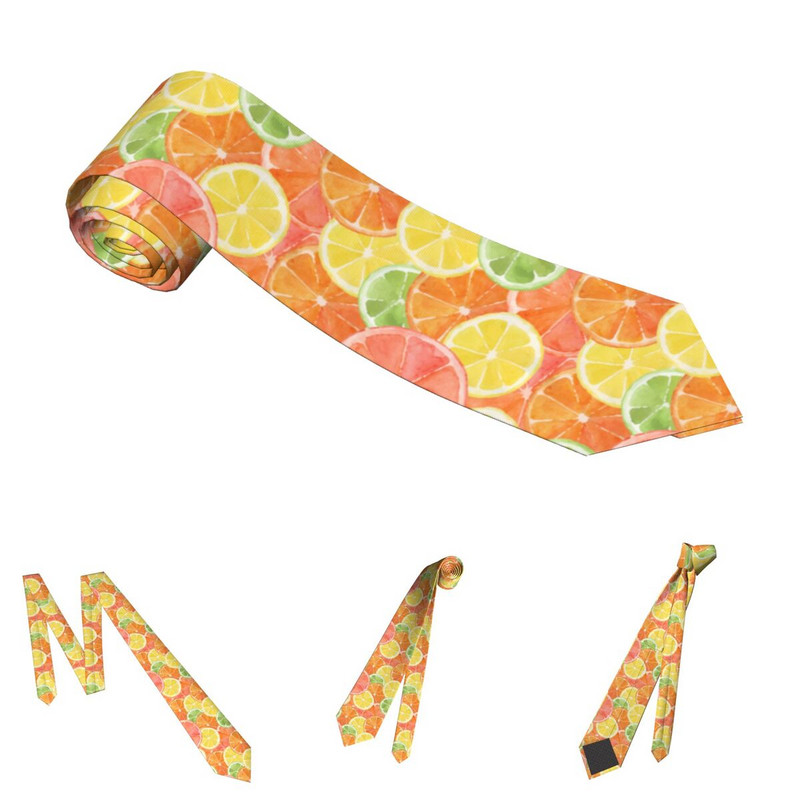 Akvarelė Orange Lemon Grepefruit Unisex kaklaraištis šilko poliesterio 8 cm siauras kaklaraištis vyriškiems marškiniams Priedai Dovana