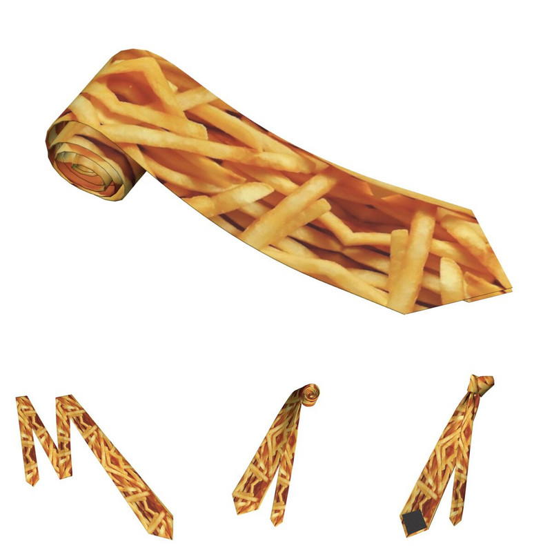 Hasábburgonya nyakkendő férfi divatos poliészter 8 cm keskeny élelmiszer nyakkendő férfi mindennapi viselet iroda