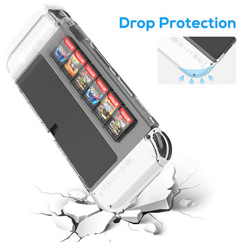 Защитен прозрачен калъф, съвместим за Switch OLED HOLES с лесни за носене 6 слота за игрални карти