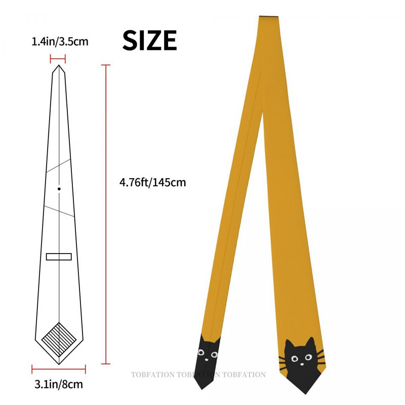 Black Cat Naujas 3D spausdinimo kaklaraištis 8 cm pločio poliesterio kaklaraištis marškinėlių priedai vakarėlio dekoravimas
