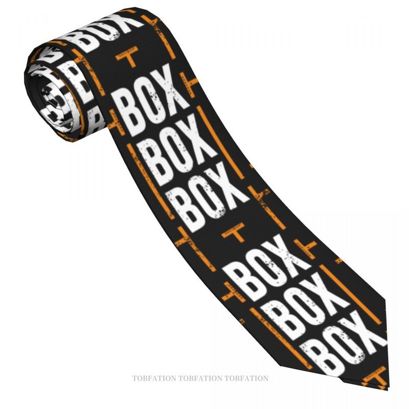 „Box Box Box“ Formulės 1 lenktynių „Pitstop“ naujas 3D spausdinimo kaklaraištis 8 cm pločio poliesterio kaklaraištis Marškinėlių priedai Vakarėlio dekoravimas