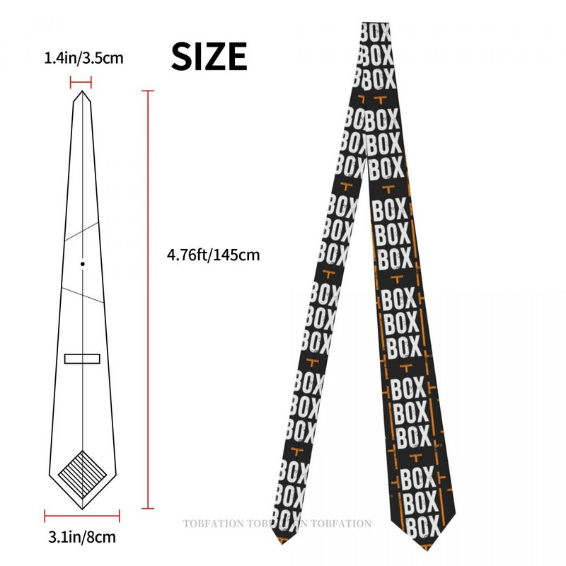 „Box Box Box“ Formulės 1 lenktynių „Pitstop“ naujas 3D spausdinimo kaklaraištis 8 cm pločio poliesterio kaklaraištis Marškinėlių priedai Vakarėlio dekoravimas