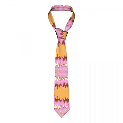 Klasszikus nyakkendő férfiaknak selyem férfi nyakkendő esküvői bulira Üzleti Felnőtt nyakkendő Alkalmi fánkos csepegtető mázas nyakkendő, édes mintás nyakkendő