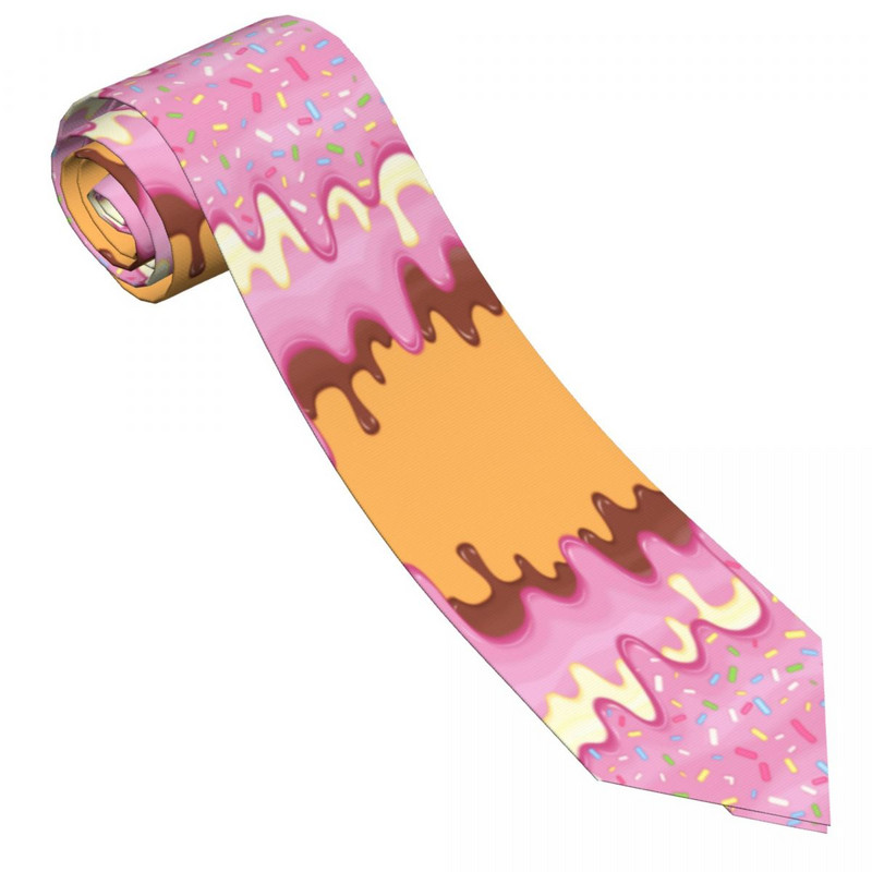 Klasszikus nyakkendő férfiaknak selyem férfi nyakkendő esküvői bulira Üzleti Felnőtt nyakkendő Alkalmi fánkos csepegtető mázas nyakkendő, édes mintás nyakkendő