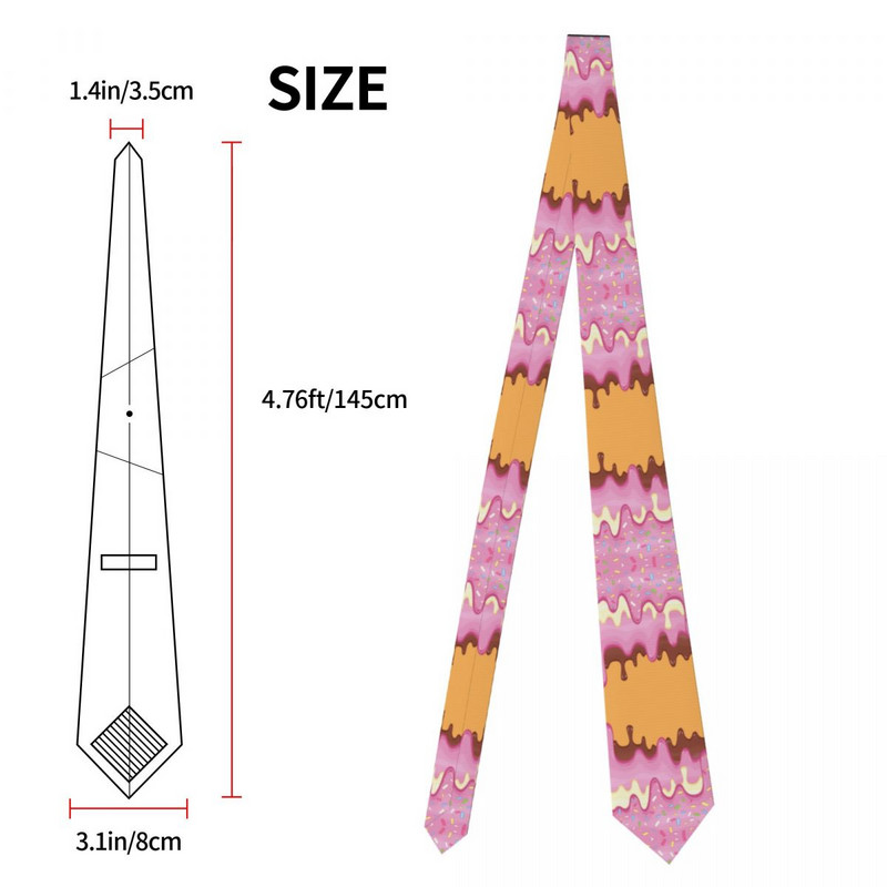 Klasszikus nyakkendő férfiaknak selyem férfi nyakkendő esküvői bulira Üzleti Felnőtt nyakkendő Alkalmi fánkos csepegtető mázas nyakkendő, édes mintás nyakkendő