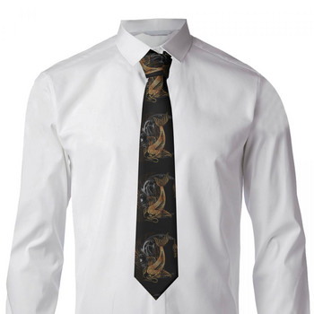 Ανδρική γραβάτα Slim Skinny Gold Koi Carp με λωτό και μισοφέγγαρο γραβάτα μόδα Γάμος Δωρεάν ανδρική γραβάτα