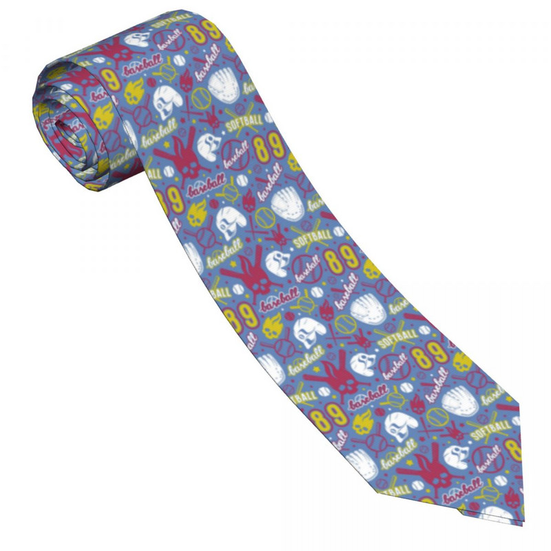Férfi nyakkendő klasszikus vékony baseball és softball koponya színes sportmintás nyakkendők keskeny gallérral vékony alkalmi nyakkendő kiegészítők ajándék