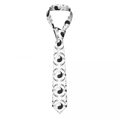 Kaklaraištis vyrams Oficialūs siauri kaklaraiščiai Klasikiniai vyriški katės žuvies kaulai Yin Yang baltas juodo rašto vestuvinis kaklaraištis džentelmeno siauras
