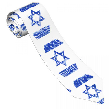 Ανδρική γραβάτα Classic Skinny Ισραήλ Γραβάτες με δακτυλικό αποτύπωμα σημαία με στενό γιακά Λεπτή καθημερινή γραβάτα Δώρο