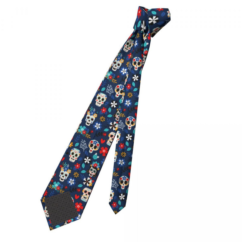 Day The Dead Sugar Skulls nyakkendő férfi női poliészter 8 cm mexikói fesztivál koponya nyakkendő karcsú ing Kiegészítők Cravat Office