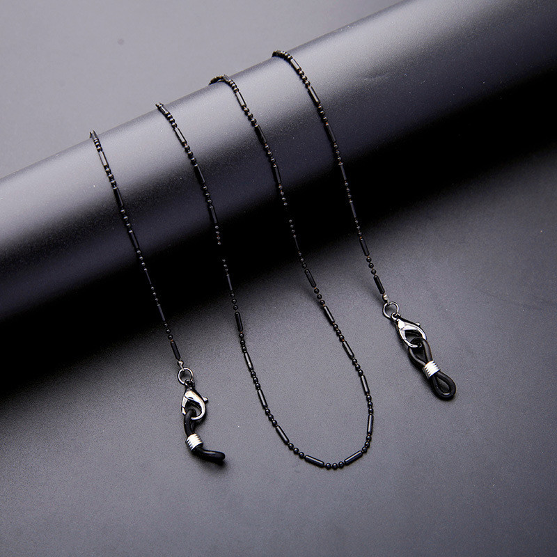 Punk juodi geometriniai metaliniai akinių grandinėlė moterims Vasariniai akiniai nuo saulės Virvelė Priedai Kaklo papuošalai Dovanų Kaukė Kabantis Virvė