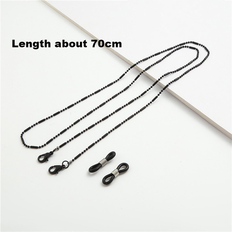 Punk juodi geometriniai metaliniai akinių grandinėlė moterims Vasariniai akiniai nuo saulės Virvelė Priedai Kaklo papuošalai Dovanų Kaukė Kabantis Virvė