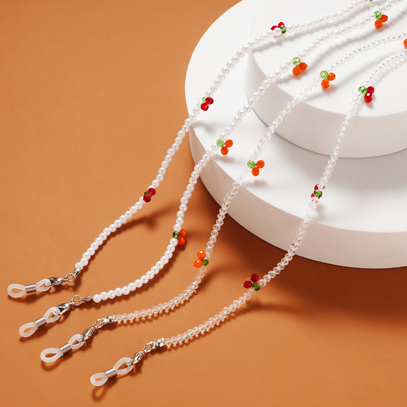 Drăguțe margele de cristal perle Lanț pentru ochelari de soare Fructe cireșe Lanț pentru ochelari pentru femei Fete Snur pentru ochelari Suport mască Colier cu șnur