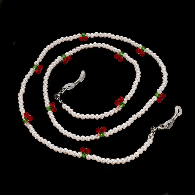 Drăguțe margele de cristal perle Lanț pentru ochelari de soare Fructe cireșe Lanț pentru ochelari pentru femei Fete Snur pentru ochelari Suport mască Colier cu șnur