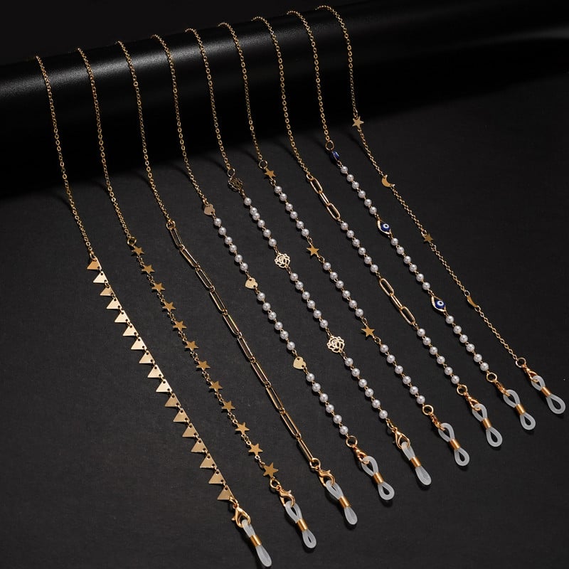 Fashion Pearl Kaukės Grandinėlės Akinių grandinėlė Moterims Retro metaliniai Akiniai nuo saulės Virvelės Akiniai Laido laikiklis Kaklo dirželis Dropshipping