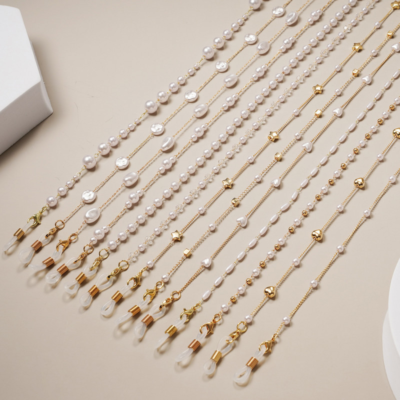 Divat Gyöngymaszk Láncok Szemüveglánc Női Retro Fém Napszemüvegek Zsinórok Szemüvegek Zsinórtartó Nyakpánt Dropshipping