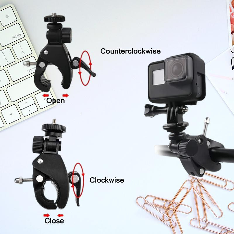 Jalgrattakaamera kinnitus Jalgratta mootorratta juhtraua käepideme statiiviklambri adapter tegevuskaamera osa Gopro Hero jaoks 1 2 3 3+ 4 - Th