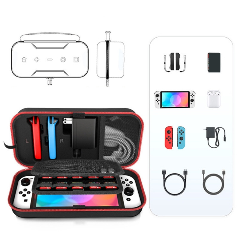 Prenosné cestovné puzdro, úložný priestor, nárazuvzdorný ochranný kryt, organizér pre príslušenstvo konzoly SWITCH OLED B36A