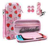Rožinis nešiojamasis EVA laikymo krepšys, skirtas Nintendo Switch / Oled konsolės dėklas, skirtas NS Switch Oled valdiklio krepšiui žaidimų priedai