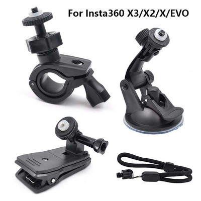 For Insta360 X3/X2/X/EVO Camera Accessories Bicycle Bike Holder Glass Suction Cup Backpack Clip Anti Loss Rope Wrist Hand Strap