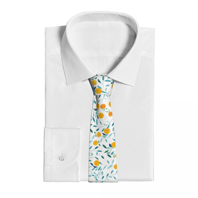 Portocaliu Cravate Unisex Poliester 8 cm Floare îngustă Frunze verzi Cravată pentru cămăși bărbați Accesorii Gravatas Petrecere de nuntă