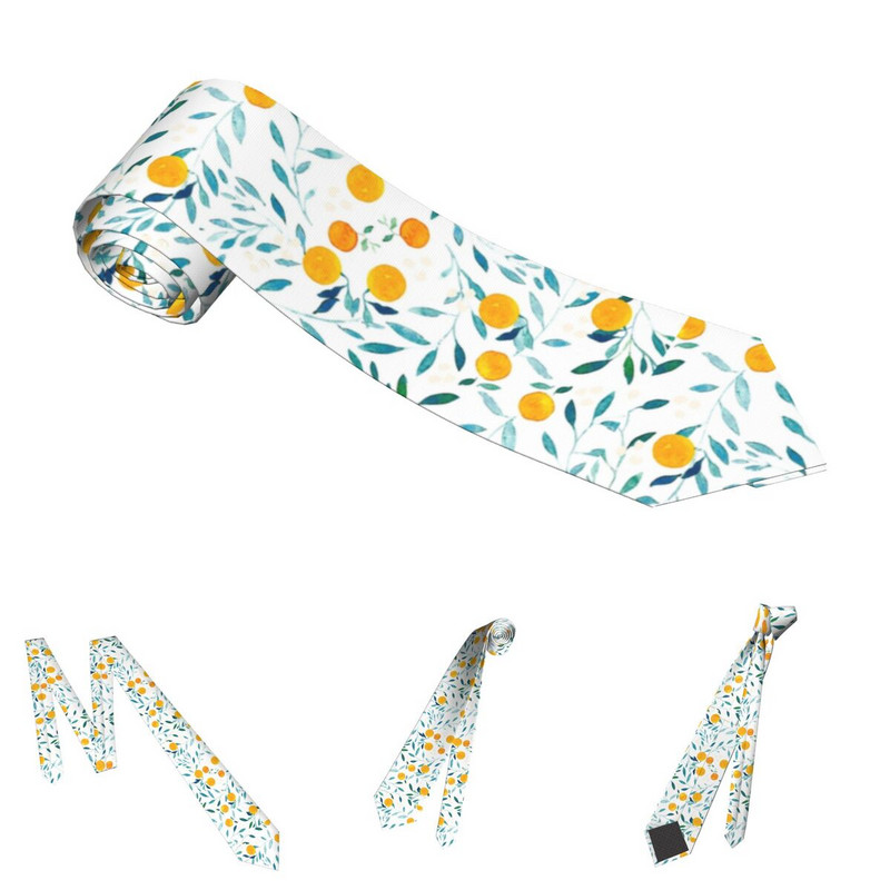 Portocaliu Cravate Unisex Poliester 8 cm Floare îngustă Frunze verzi Cravată pentru cămăși bărbați Accesorii Gravatas Petrecere de nuntă