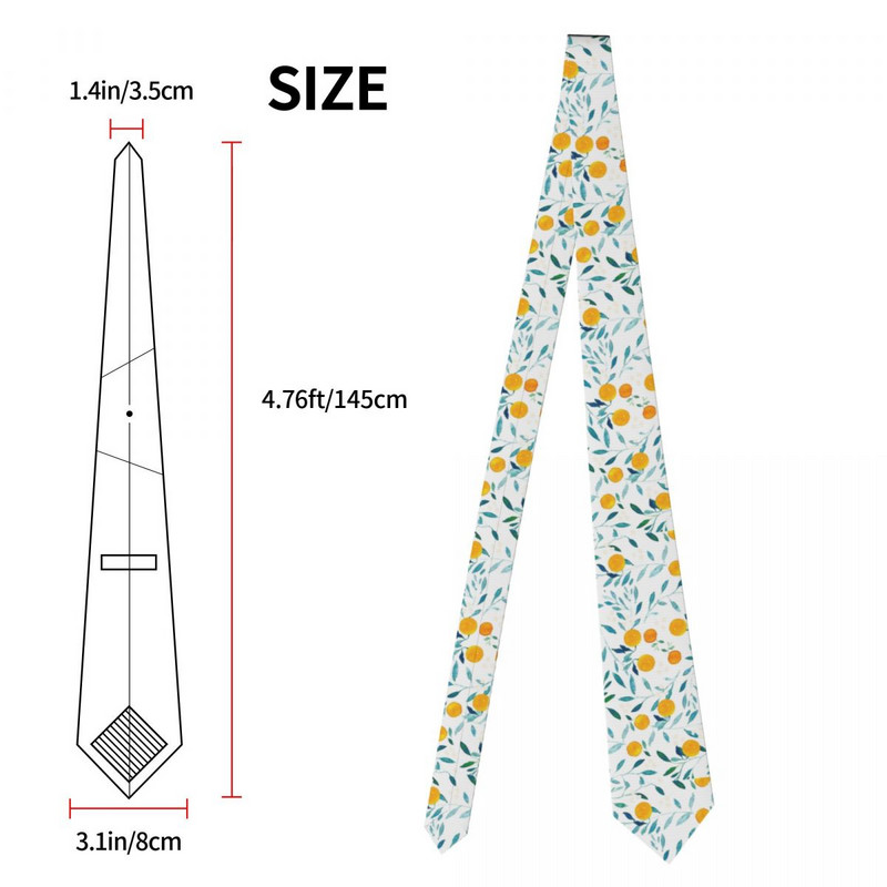 Portocaliu Cravate Unisex Poliester 8 cm Floare îngustă Frunze verzi Cravată pentru cămăși bărbați Accesorii Gravatas Petrecere de nuntă
