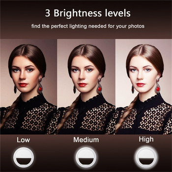 Led Selfie Ring Light Обектив за мобилен телефон LED Selfie Lamp Ring за IPhone Samsung Xiaomi Huawei Phone Selfie Clip Light Accessoire