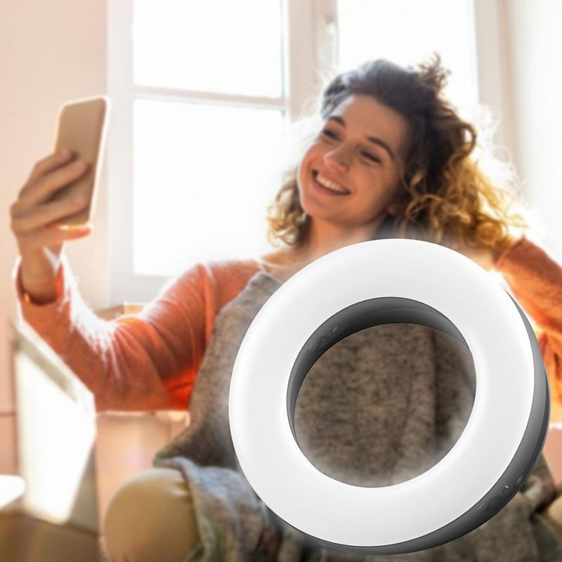 Asmenukių šviesų žiedų lemputės LED apskritimo mini šviesos gnybtas telefonams, įkraunamas prisegamas makiažas užpildymo šviesa nešiojamojo kompiuterio fotoaparatas