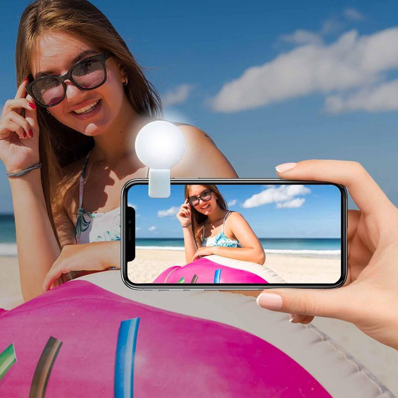 Clip On Ring Light Įkraunamas asmenukių šviestuvas, skirtas telefonui Nešiojama mini žiedinė lemputė, skirta fotografuoti vaizdo konferencijas tiesiogiai