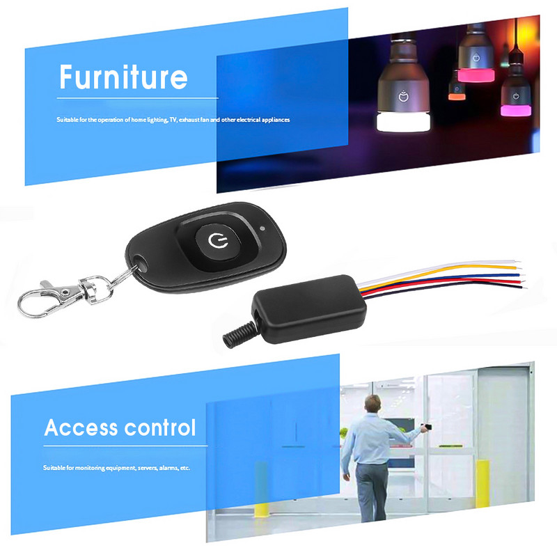 Безжичен превключвател за дистанционно управление RF 433mhz релеен приемник DC 5V 6V 9V 12V 1CH модул с предавател за LED светлина на лампа Направи си сам