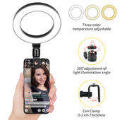 Lumină video LED de 16 cm cu stand Selfie Ring Lamp pentru telefon iPad Laptop PC Webcam Live Streaming conferință Ringlight pentru YouTube