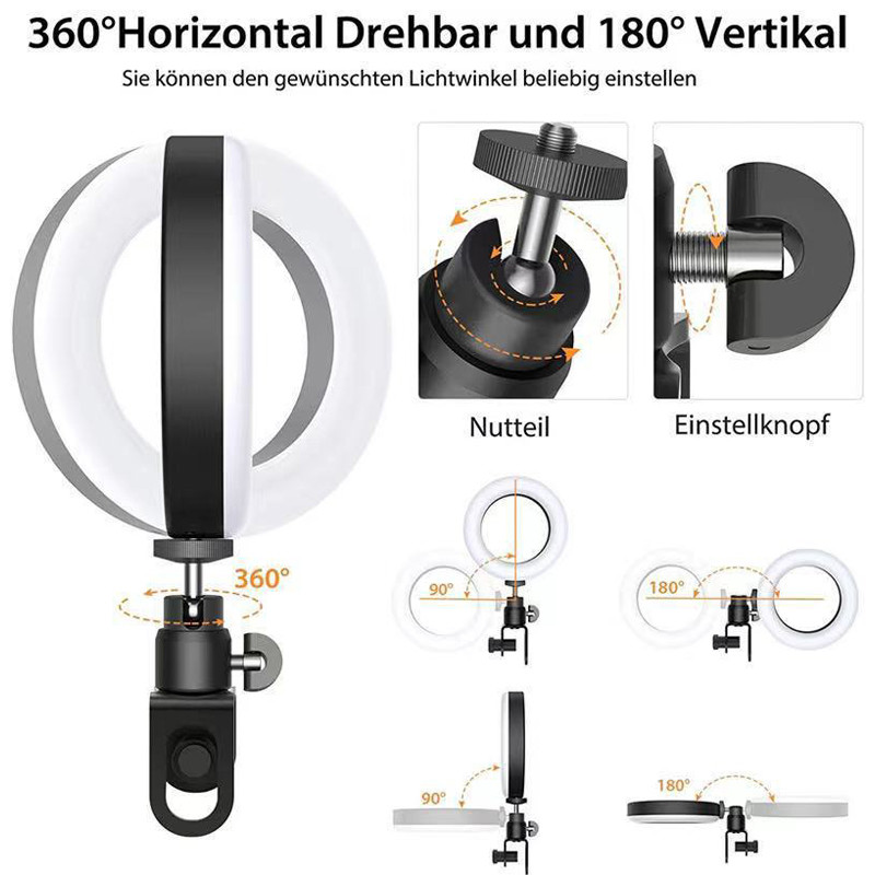 Lumină video LED de 16 cm cu stand Selfie Ring Lamp pentru telefon iPad Laptop PC Webcam Live Streaming conferință Ringlight pentru YouTube