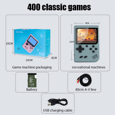 2023 Retro Classic videojáték-konzol hordozható mini kézi 8 bites 3,0 hüvelykes színes LCD gyerekeknek színes játéklejátszó Beépített 400 játék