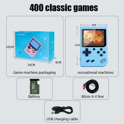 2023 Retro Classic videojáték-konzol hordozható mini kézi 8 bites 3,0 hüvelykes színes LCD gyerekeknek színes játéklejátszó Beépített 400 játék