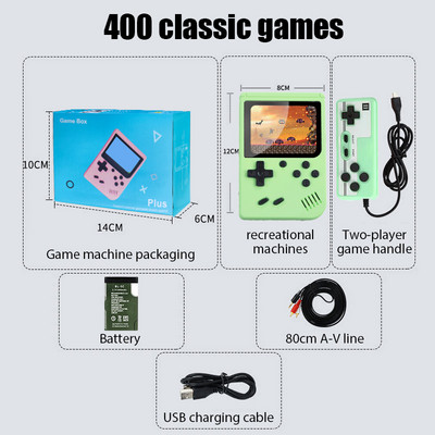 2023 Retro Classic videojáték-konzol hordozható mini kézi 8 bites 3,0 hüvelykes színes LCD gyerekeknek színes játéklejátszó Beépített 400 játék