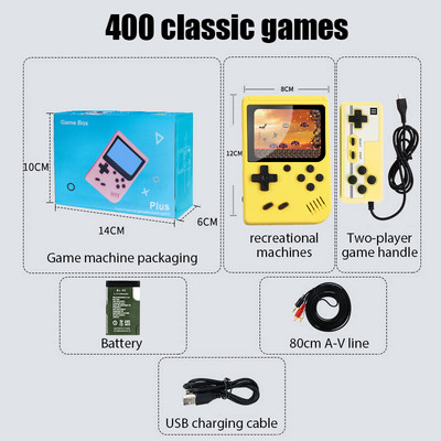 2023 Retro Classic videojáték-konzol hordozható mini kézi 8 bites 3,0 hüvelykes színes LCD gyerekeknek színes játéklejátszó Beépített 400 játék