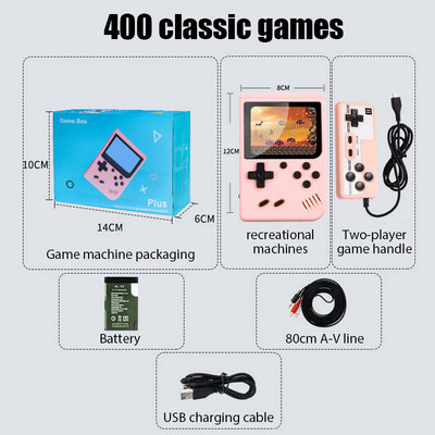 2023 Retro Classic videojáték-konzol hordozható mini kézi 8 bites 3,0 hüvelykes színes LCD gyerekeknek színes játéklejátszó Beépített 400 játék