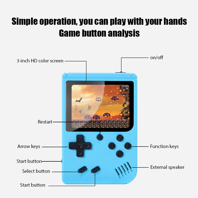 2023 Retro Classic videojáték-konzol hordozható mini kézi 8 bites 3,0 hüvelykes színes LCD gyerekeknek színes játéklejátszó Beépített 400 játék