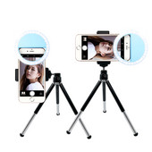Asztali állvány USB töltéssel Led szelfi gyűrűs lámpa okostelefonhoz Mini állvány mobil fényképezőgép háromlábú állvány mobiltelefon tartó klip