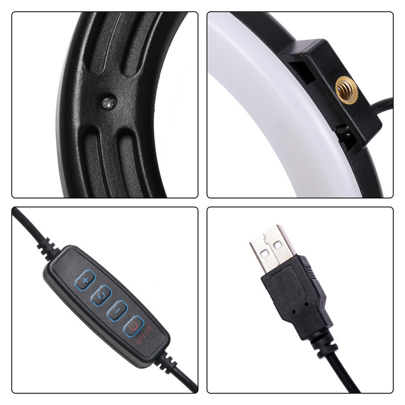 6-tolline 16 cm Selfie lauaarvuti rõngavalgusega LED-lamp koos statiivialuse telefonihoidjaga reaalajas voogesitusmeigi YouTube`i videofotograafia jaoks