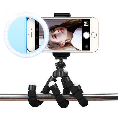 Table Tripod With USB Charge Led Selfie Ring Light for Smartphone Mini Tripod Mobile Camera Tripode Stand Cell Phone Holder Clip